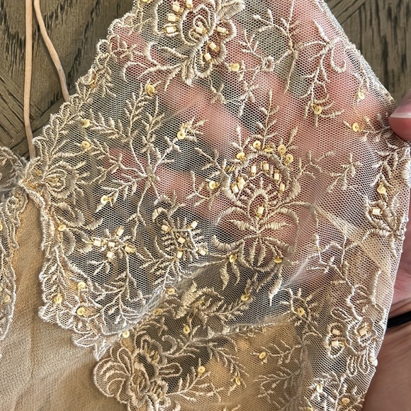 Free People Ivory Sheer Current Obsession Lace Maxi Slit Cut Slip Dress Small - Picture 11 of 14